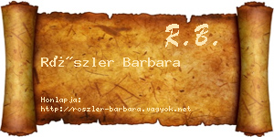 Röszler Barbara névjegykártya